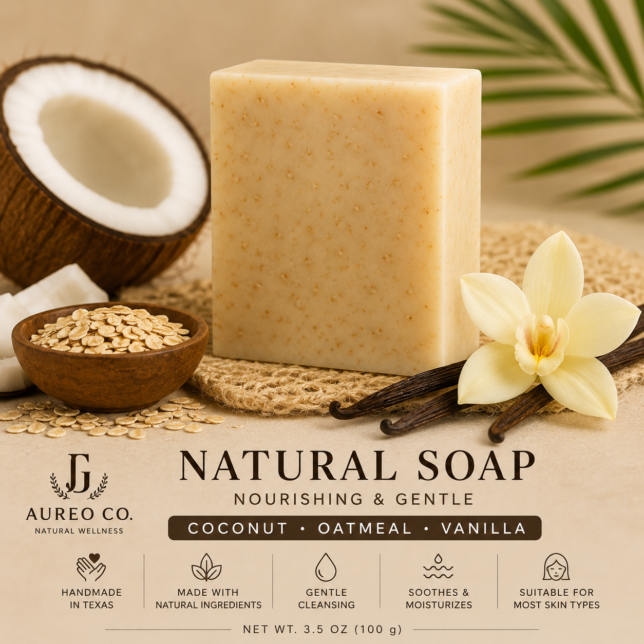 Natural soap  coconut  oatmeal vanilla