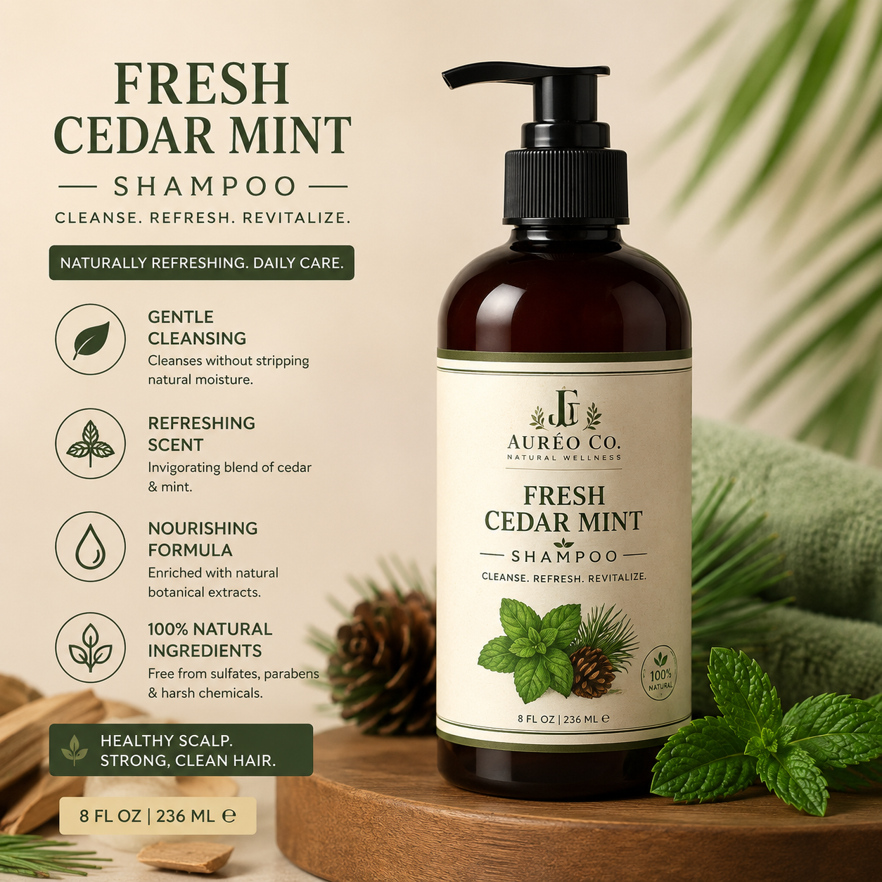 Fresh Cedar Mint Shampoo – 8 fl oz