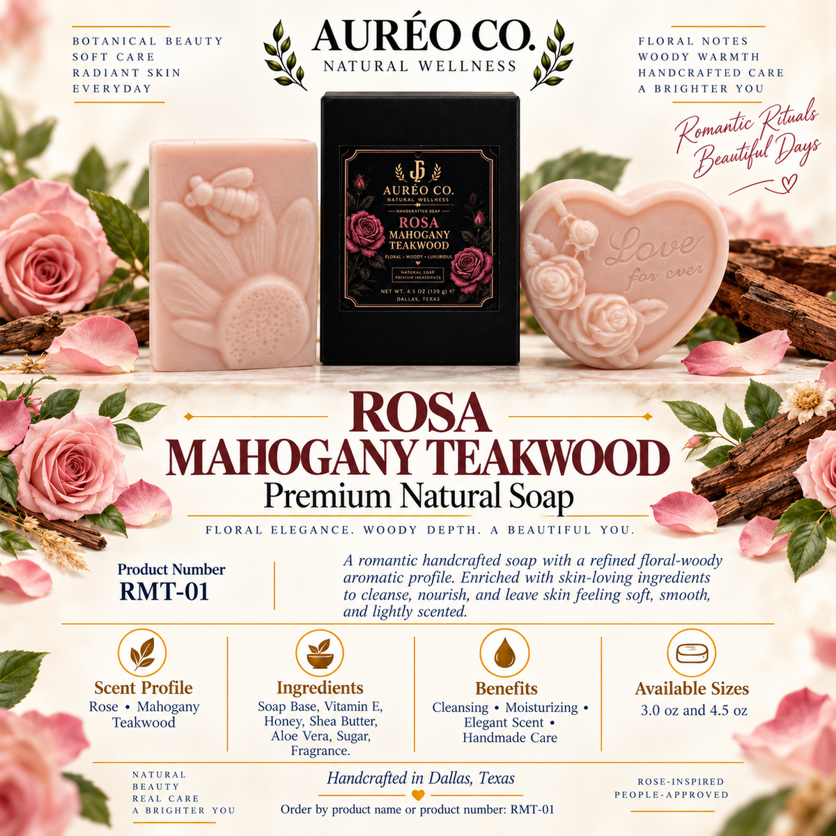 Rosa Mahogany Teakwood Premium Natural Soap